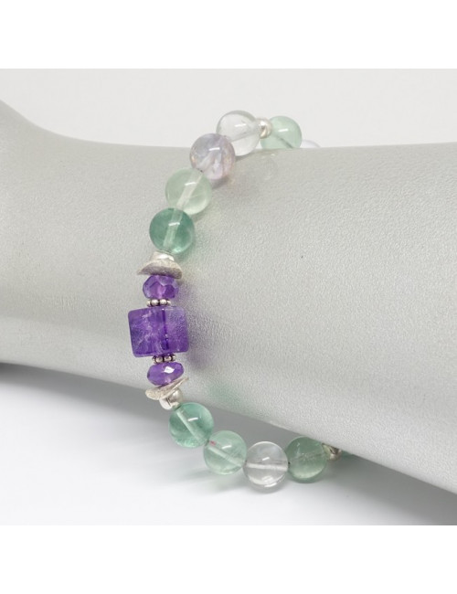 Bracelet en fluorite et améthyste