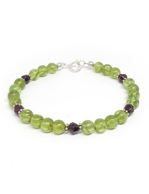 Bracelet péridot et perles grenat