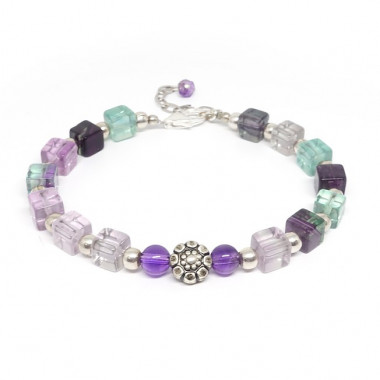 Bracelet en fluorite et améthyste