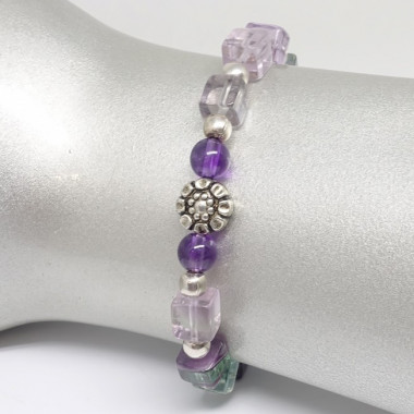 Bracelet en fluorite et améthyste