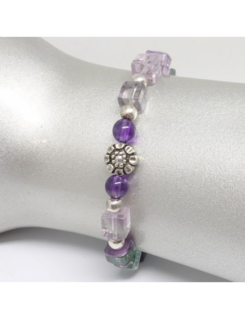 Bracelet en fluorite et améthyste