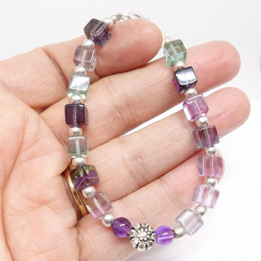 Bracelet en fluorite et améthyste