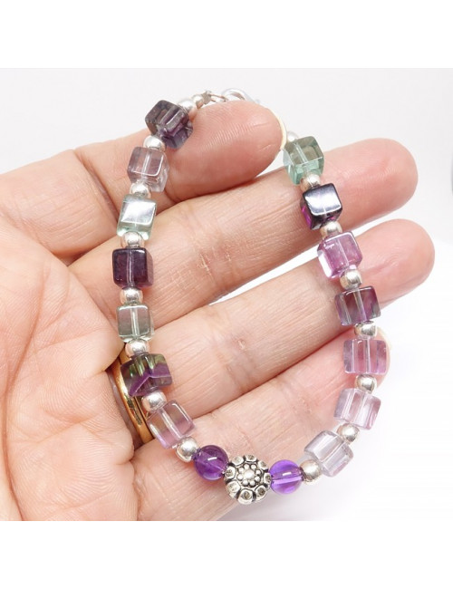 Bracelet en fluorite et améthyste