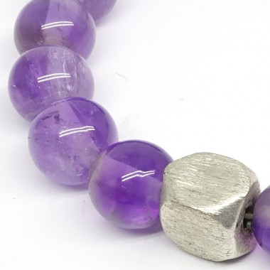 Bracelet en fluorite et améthyste