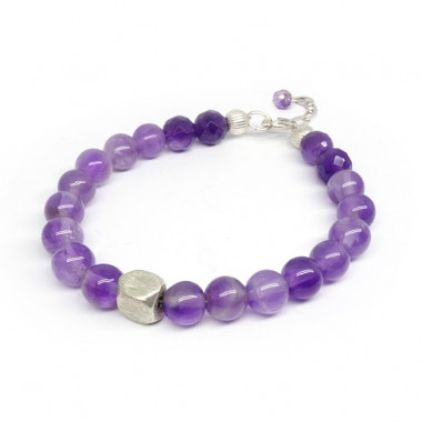 Bracelet en fluorite et améthyste