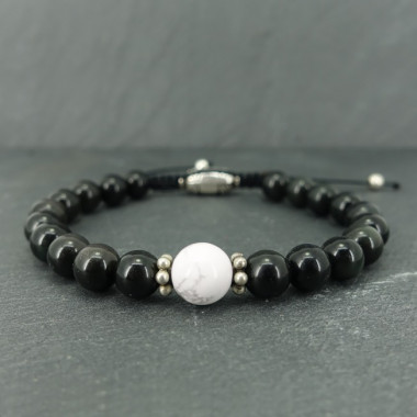 Bracelet homme aventurine et bois fossile