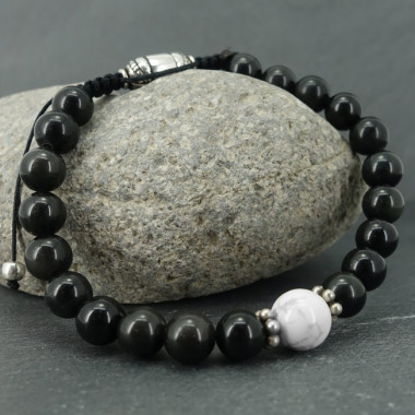 Bracelet homme aventurine et bois fossile