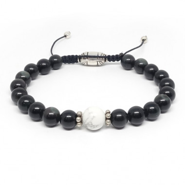 Bracelet homme aventurine et bois fossile