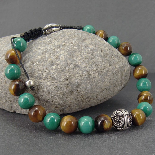 Bracelet homme oeil de tigre et hématite