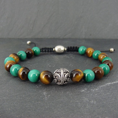 Bracelet homme oeil de tigre et hématite