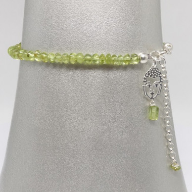 Bracelet fin en labradorite et grenat facetté
