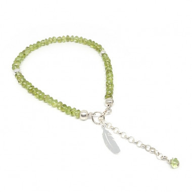 Bracelet fin en labradorite et grenat facetté