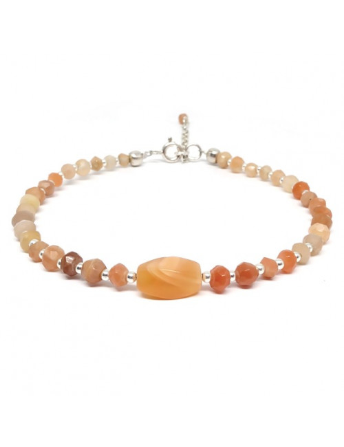 Bracelet pierre de lune et perles argent 925
