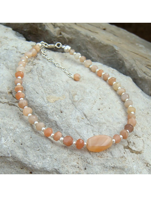 Bracelet pierre de lune et perles argent 925