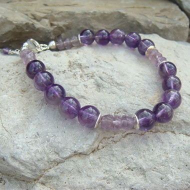 Bracelet en fluorite et améthyste