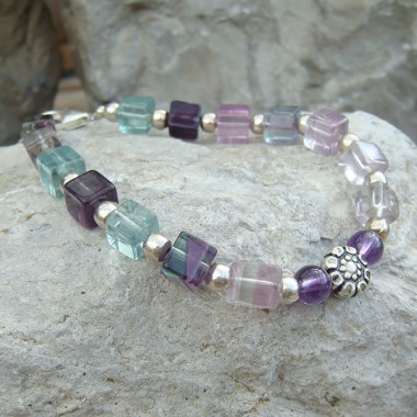 Bracelet en fluorite et améthyste
