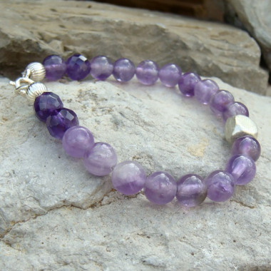 Bracelet en fluorite et améthyste
