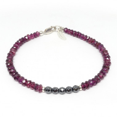 Bracelet grenat et hématite facettée
