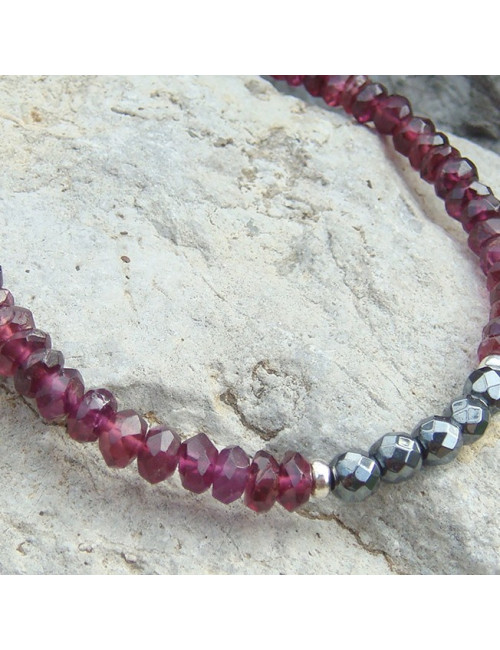 Bracelet grenat et hématite facettée