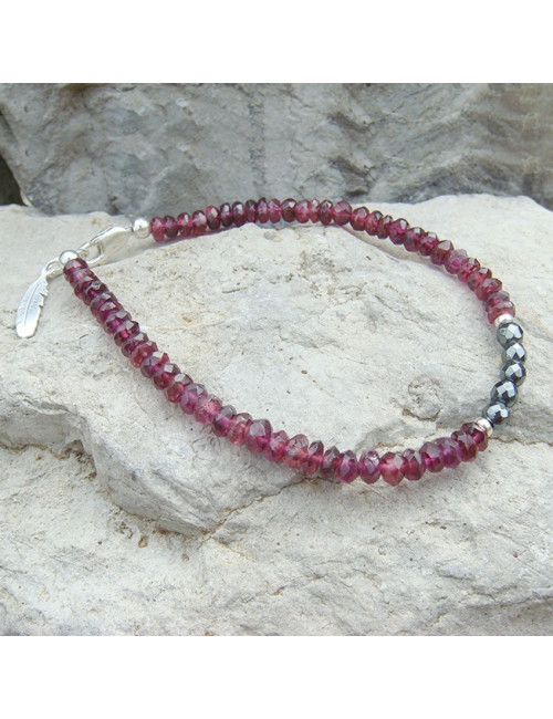 Bracelet grenat et hématite facettée