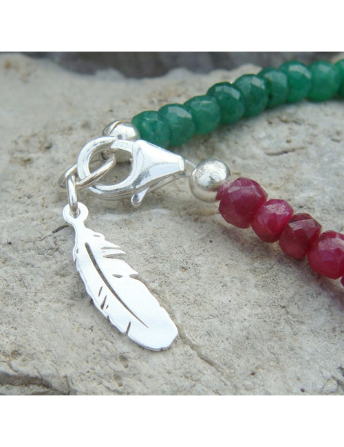 Bracelet en pierre émeraude et rubis