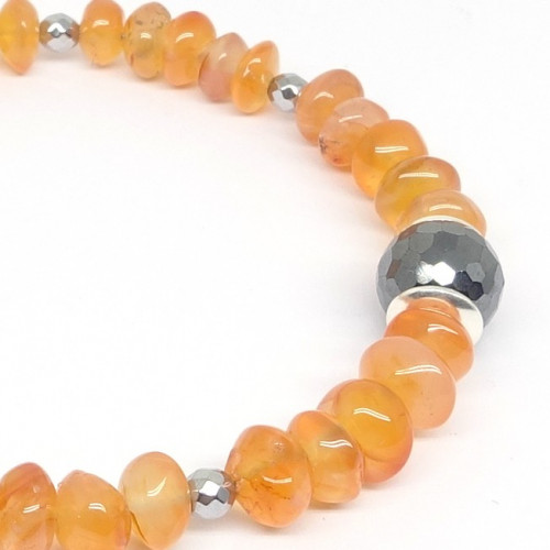 Bracelet turquoise, quartz rose et ambre