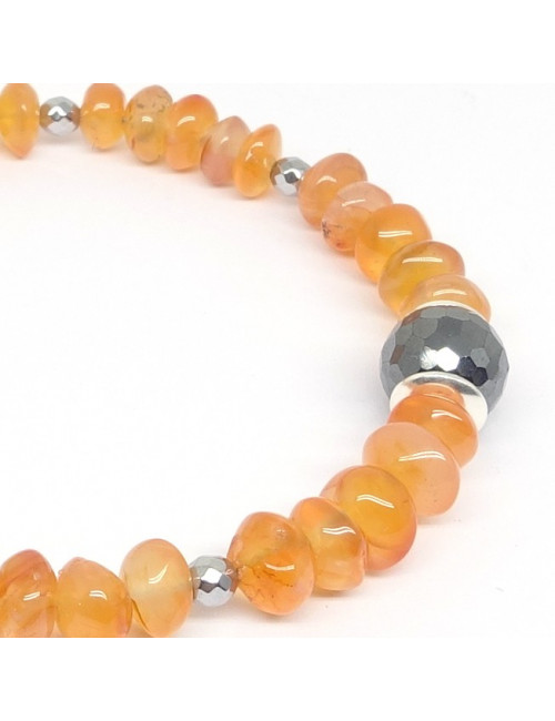 Bracelet  agate de feu et hématite avec la main de fatma
