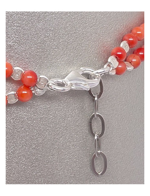 Bracelet double rangs de corail et hématite