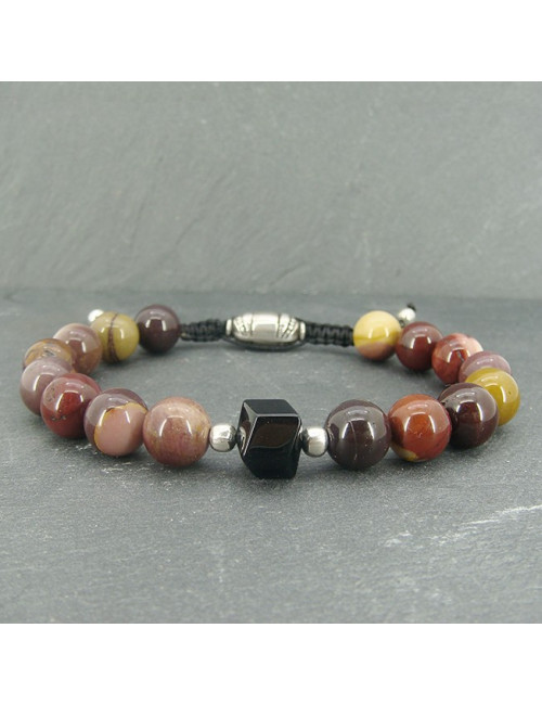 Bracelet homme mokaïte et onyx