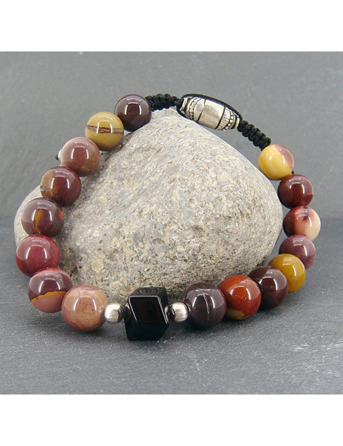 Bracelet homme mokaïte et onyx