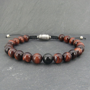 Bracelet homme oeil de tigre et hématite