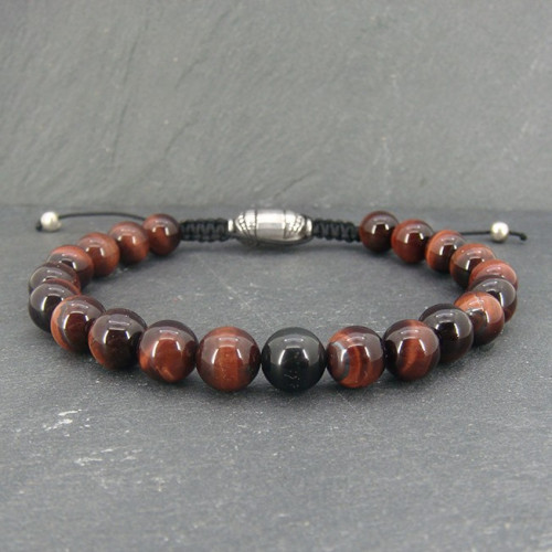 Bracelet homme oeil de tigre et hématite