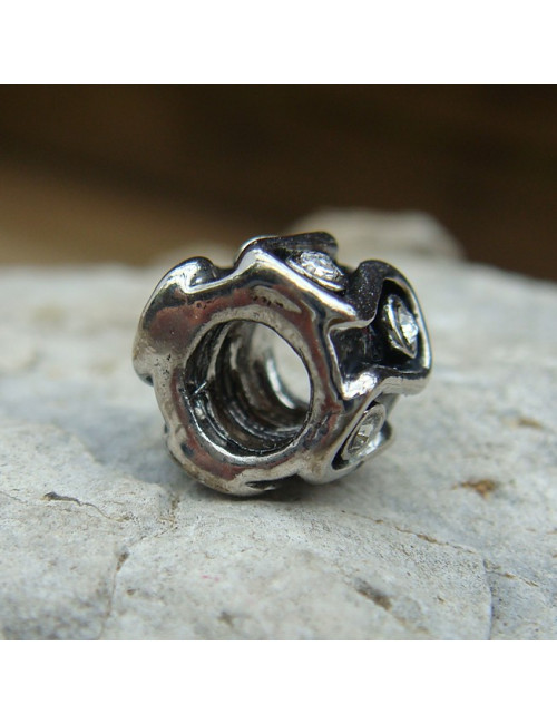 Perle large trou avec petits strass