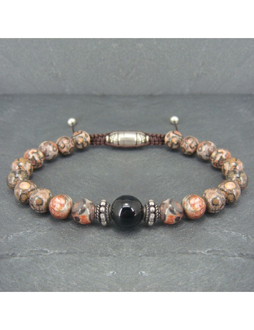 Bracelet homme oeil de tigre et hématite
