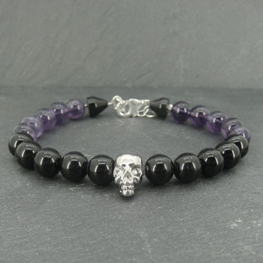 Bracelet homme oeil de tigre et hématite