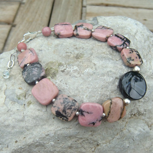 Bracelet rhodonite et onyx