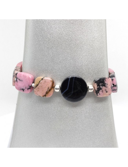 Bracelet rhodonite et onyx