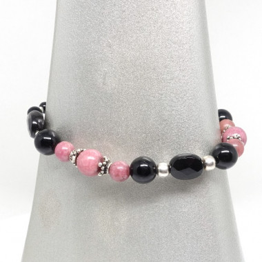 Bracelet rhodonite et onyx