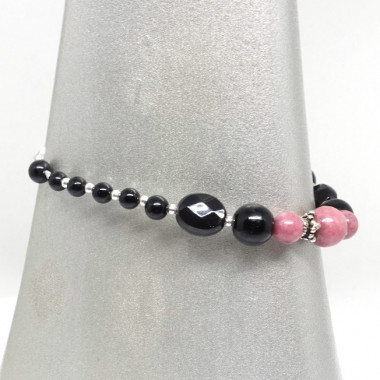 Bracelet rhodonite et onyx