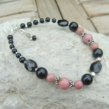 Bracelet rhodonite et onyx