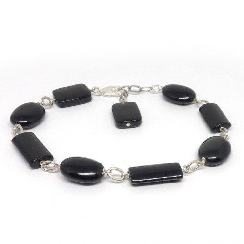 Bracelet perles  obsidienne noire