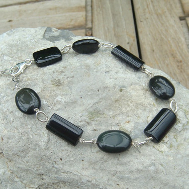 Bracelet rhodonite et onyx