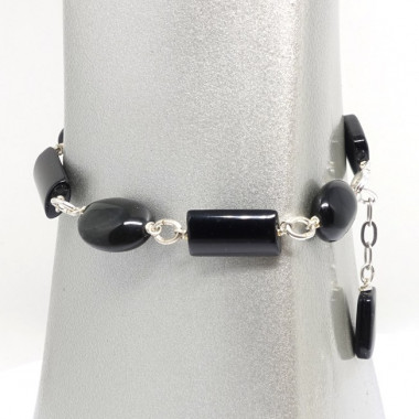 Bracelet rhodonite et onyx
