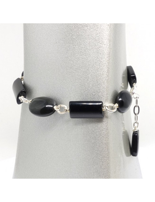 Bracelet perles  obsidienne noire
