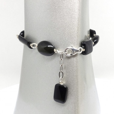 Bracelet perles  obsidienne noire