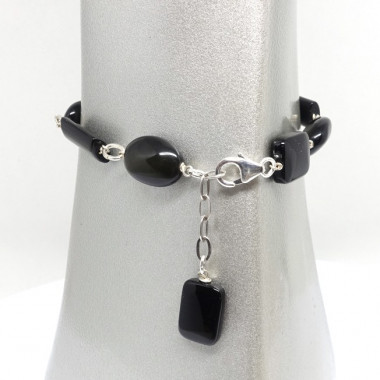 Bracelet rhodonite et onyx