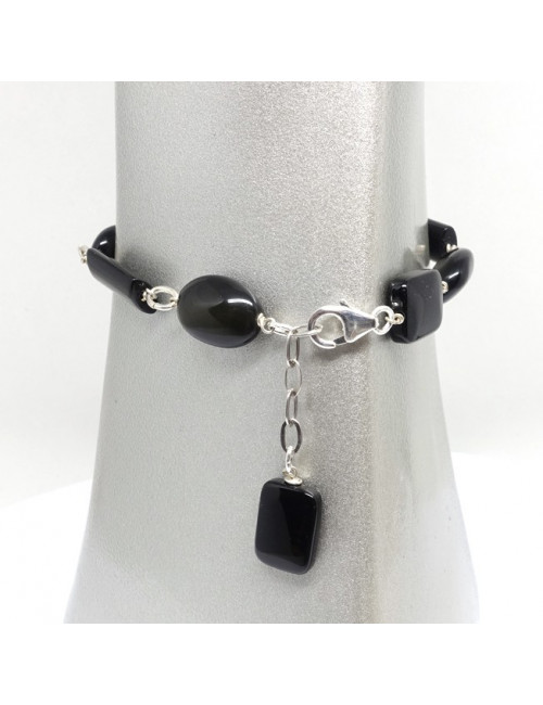 Bracelet perles  obsidienne noire