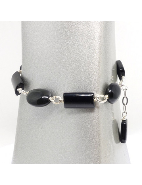 Bracelet perles  obsidienne noire
