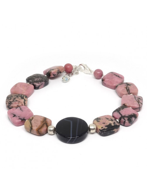 Bracelet rhodonite et onyx