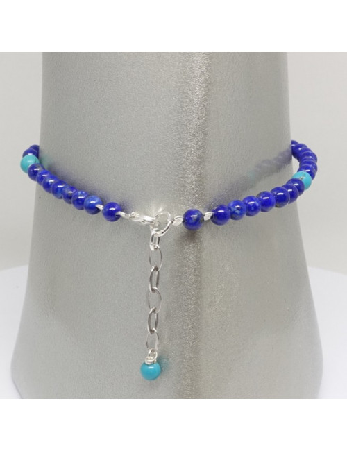 Bracelet lapis lazuli et turquoise, breloque arbre de vie